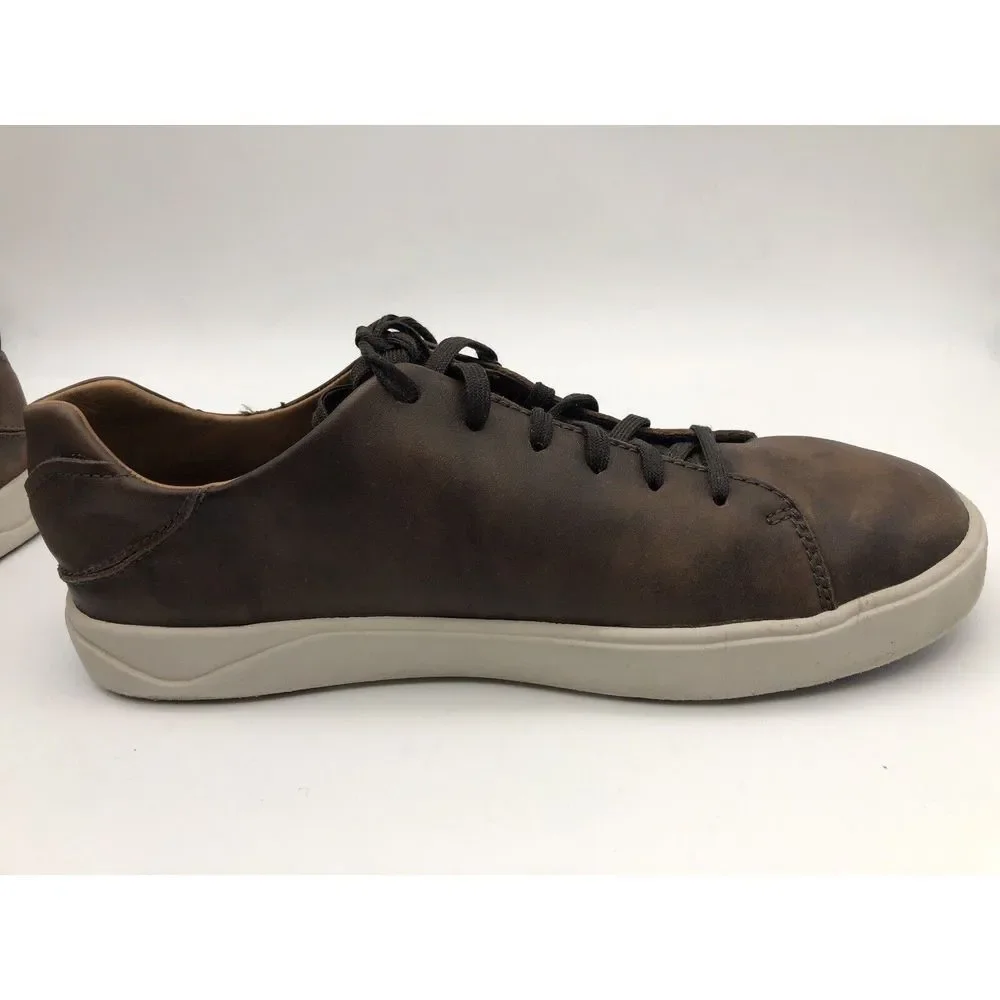 Olukai Lae'ahi Li 'Ili Lace Up Leather Sneakers Mens Dark Brown Patina Size 8.5